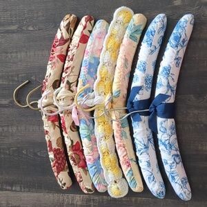 Vintage Floral Fabric Hangers Set Of 7